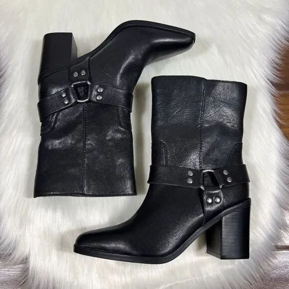 NEW Steve Madden Women's Size 6.5 M Black Leather Alessio Ankle Boot Bootie - Picture 3 of 13